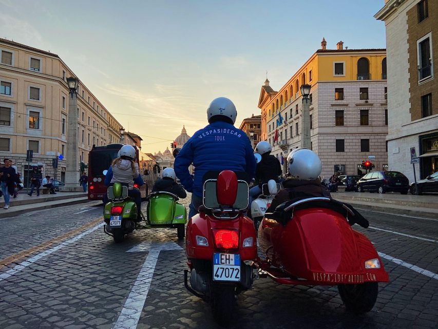 Evening Vespa Sidecar Tour with Gourmet Pizza Tasting - Safety Setup: Helmets, Seat Belts, Headphones, and No Driving