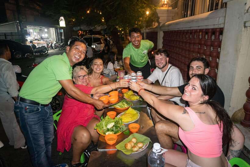 Phnom Penh Night Foodie Vespa Tour / Tuk Tuk Available - Phnom Penh After Dark, From Backseat to Street-Table