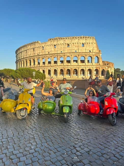 Rome: Vespa Sidecar Tour with Hotel Transfers & Gelato - Colosseum first: a 15-minute look at Rome’s grandest roar