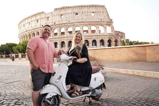 Vespa Experience in Rome– We Pick You Up Directly from Your Hotel - Stop 1: Colosseum Photo Time From a Street-Level Perspective